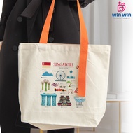 Win Win Tote Bag Printed with Beauty Singgapo Stylish Straps (33x38x10cm) - Stylish and Unique!