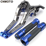 A-For HONDA Airblade 125 150 modified high-quality CNC aluminum alloy 6-stage adjustable Foldable brake lever clutch lever with Handlebar grips glue Set