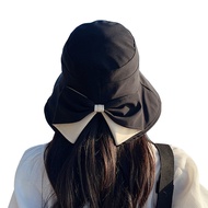 816 Summer Bow Bucket Hat Outdoor Travel All-Match Sunshade Sun Hat Fashion Big Brim Hat Female WJG