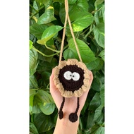 [Handmade] Soot wool garlic bag for children, flower soot keychain