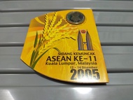 Coin card rm1 11th asean summit sidang kemuncak kuala lumpur malaysia 2005 commemorative unc bu duit syiling peringatan lama old