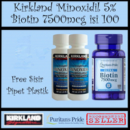 Obat serum penumbuh rambut brewok kumis jenggot Kirkland Minoxidil Biotin 7500 mcg isi 100 - paket 2