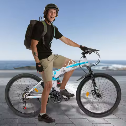 26 Inch Mountain Bike 21 Speed Foldable MTB Bicycle for Men Women, High-Carbon Steel Frame, Adjustab