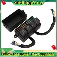 【】12V Car Fuse Relay Box Pre-Wired Fuse and Relay Box with 4 Relay 12 Way ATC/ATO Fuses Sealed 12V R