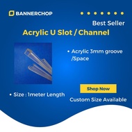 5pcs 1meter acrylic u slot / channel (3mm groove) for signage, name tag, diy etc
