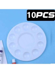 10入組白色塑膠6/10孔繪畫調色盤-可水洗和重複使用-易清潔且耐用