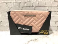 （只有1個）Steve Madden粉色方塊車線皮革手拿包長夾禮盒包裝