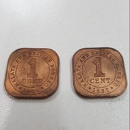 Malaya&British Borneo Queen Elizabeth II 1956,1957 1cent (luster)(wcoin)
