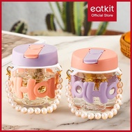 Eatkit Kitchen Needs 350ml Glass Cup Tumbler HOHO Aesthetic Coffee Cup and Glass Straw