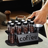 AWHAO Single-dose Coffee Bean Storage, Espresso Bean Cellar, Display Stand And Funnel Glass Vials, 8