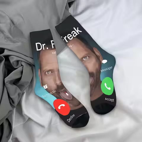 Dr House MD Stockings Pattern Harajuku Socks Winter Non Slip Socks Men Running Sports High Quality S