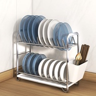 ST-🚤Floor guard Stainless Steel Dish Rack Draining Rack Dish Storage Kitchen Storage Rack Dish Draining Rack Plate Rack