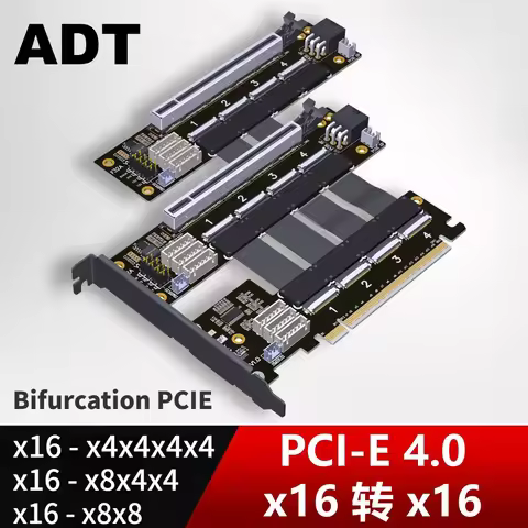 PCIe 4.0 x16 FFC Graphics Card Extension Cable 1 to 4 PCI-E Riser Gen 4 Split Card PCIe-Bifurcation 