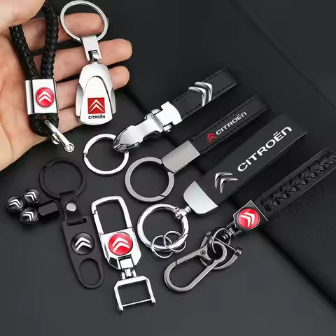 Metal+Leather Car Styling Keychain Key Rings For Citroen C1 C2 C3 C4 C5 C6 C8 C-Crosser C3 Picasso C