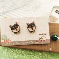 | 手繪寵物系列 | 柴犬貼耳耳環(黑柴)