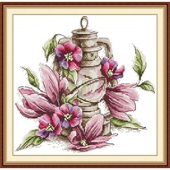 Joy Sunday Stamped Cross Stitch Ktis DMC Threads Chinese Cross Stitch Set DIY Needlework Embroidery Kit-Magnolias and Lamps