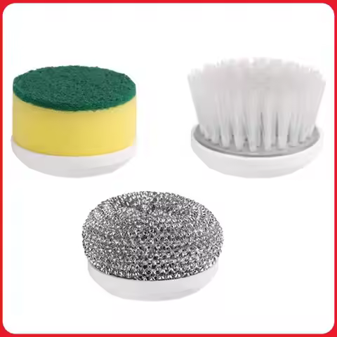 Electric Clean Brush Multifunctional Kitchen Home Cleaning Brush 3 Replaceable Brush Heads Bathroom 
