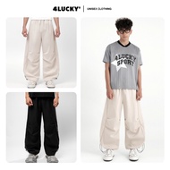 4Lucky 6218 Unisex Wide-Leg Parachute Pants, Men's and Women's Style Elastic Waist Drawstring Parach