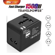 Mione 1500W International Travel Adapter 2.1A Dual USB Converters PIN Plug Socket Converter Multi-function Portable Travel Charger Power Adapter US UK EU AU Adapter