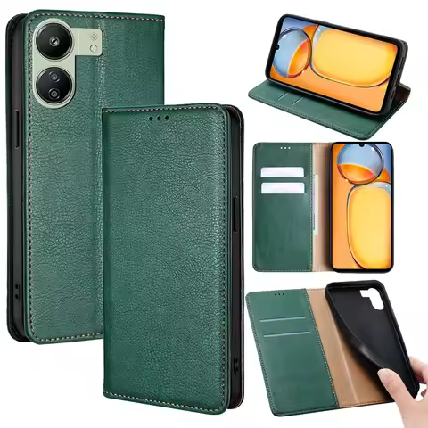 Bussiness Leather Wallet Case for Xiaomi Poco X6 C65 C51 C50 M6 F5 M2 Pro M5S X3 GT Magnetic Phone C