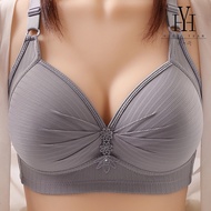 HuoYuan[Ready Stock]Wireless Bra B C D Cup Big Size 36-50 Push Up Bra Thin Sponge Cotton Lining Non-