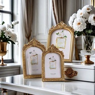 European Style Gold Arched Wedding Photo Holder, Vintage Romantic Display, Elegant Keepsake Gift, Lu