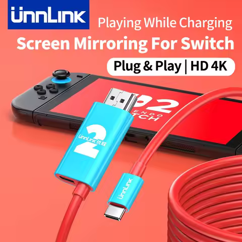 Unnlink 4K 60Hz Video Cable for Switch 1/2/OLED Screen Mirroring Cable 2K 120Hz USB C to HDMI + PD 1