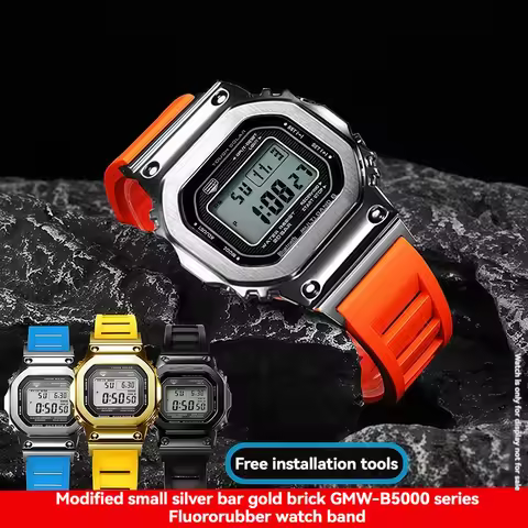 Modified Fluorine rubber watchband For Casio GMW-B5000 Gmw b5000 GM-B2100 series Men's Sports Waterp