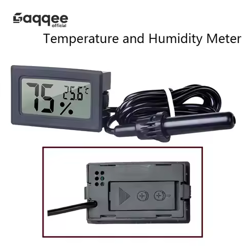 FY-12 Embedded Electronic Mini Home Digital Temperature and Humidity Meter Black Ribbon Cable 1 Mete