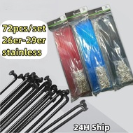 Toseek 72PCS Stainless Bike Spokes 26/27.5/29er MTB Road Bike Spokes With Nipples Complete Set