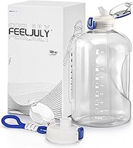 1 Gallon Water Bottle with Straw, 128 oz Large Water Jug with Times to Drink, Reusable Leak Proof wi