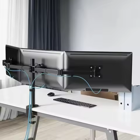 3 Monitor Desk Mount for Computer Screens Fits 13-27 inch, Holds up to 22lbs,Triple Monitor Arm Heav