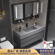 （Ready stock）Light Luxury Stone Plate Integrated Bathroom Cabinet Combination Intelligent Nano Rock Wash Basin Wash Mirror Bathroom Wash Inter-Platform Basin