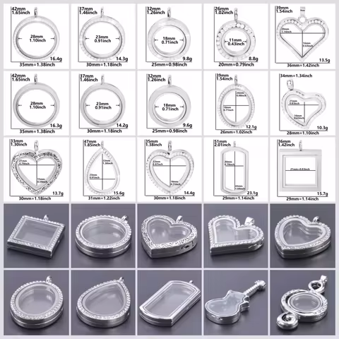 New Heart Round Drop Relicario Photo Locket Pendant For Necklace Keychain Jewelry Making Living Pict
