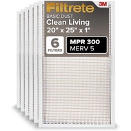 Filtrete 20x25x1 AC Furnace Air Filter, MERV 5, MPR 300, Capture Unwanted Particles, 3-Month Pleated
