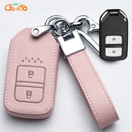 酱GTIOATO For Honda Leather Key Pouch Key Cover Case Car Remote For Honda Civic Jazz HRV Odyssey City Accord CRV Vezel1021