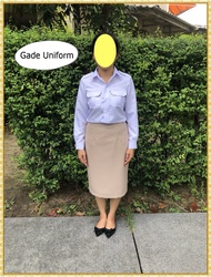 ชุดพนักงานราชการ ผู้หญิง แขนยาว เสื้อขาว กระโปรงสีกากี มีทุกไซส์ Gade-Uniform