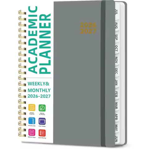 2027 A5 Academic Planner Book Spiral Binding with Tabs Planner Book Monthly/Weekly Calendar Planner 