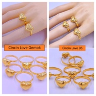 Love Ring D5 And LOVE GEMOK Gold 916 Gold 916 Gold Ring Solid Ring Bajet Ring Gold 916 Bajet Gold 916