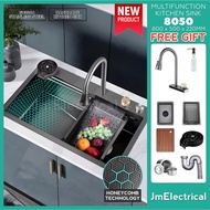 Honeycomb NANO SUS304 Stainless Steel Flying Rain Waterfall Multifunction Kitchen Sink Workstation S