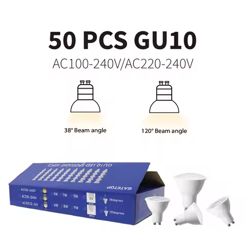50Pack GU10 LED Bulb Spot Light Flicker-free 3W 5W 6W 7W 8W 9W 3000K 4000K 6000K Ra80+ Cool Lighting
