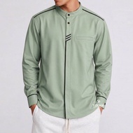 BAJU KOKO KENZ PRIA PANJANG MODEL TERBARU YODHA KEMEJA KOKO SHANGHAI POLOS SAGE PUTIH KATUN