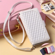 Small Fragrant Bag Casing Mi 11X POCO F3 Redmi Note 7 8 9 Pro Max 9S 7S 10X K40 Pro+ 10 Cute Flip Leather Case Long Hand Rope Zipper Wallet Bracket Magnetic Buckle Cover