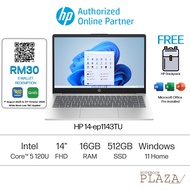 HP 14-ep1143TU 14" FHD Laptop Natural Silver ( C5-120U, 16GB, 512GB SSD, Intel, W11, HS+M365 )