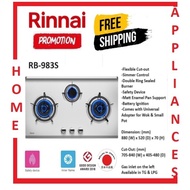 RINNAI RB-983S FLEXIHOB 88CM 3 BURNER STAINLESS STEEL BUILT-IN GAS HOB| Local Warranty | Express Free Delivery