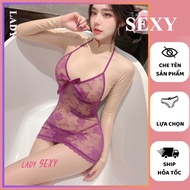 Sexy Nightgown DN68 Transparent Floral Lace Hot Mini Bodycon Form Embellishes a Confident Figure