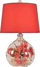 XNHAFW Tableps, Tablep Natural Glass Bedsidep Manual Blown Nightstandp Linen Fabric Desk Light 30Cm