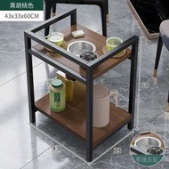 雙層茶几43*33*60 麻將桌茶几茶水架雙層方款 棋牌室專用烟缸茶水臺  麻雀台旁角幾煙缸茶几茶水架麻將機 黑胡桃色+烟灰缸 方款黑胡桃色+烟灰缸 43*33*60cm
