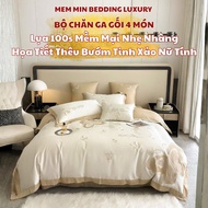 Soft and light 100s Silk bedding set MemMinbedding Luxury with delicate and feminine butterfly embro