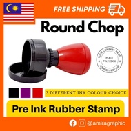 Pre-Ink Round Rubber Stamp/Cop Bulat/Round Company Chop/Cop Getah Bulat